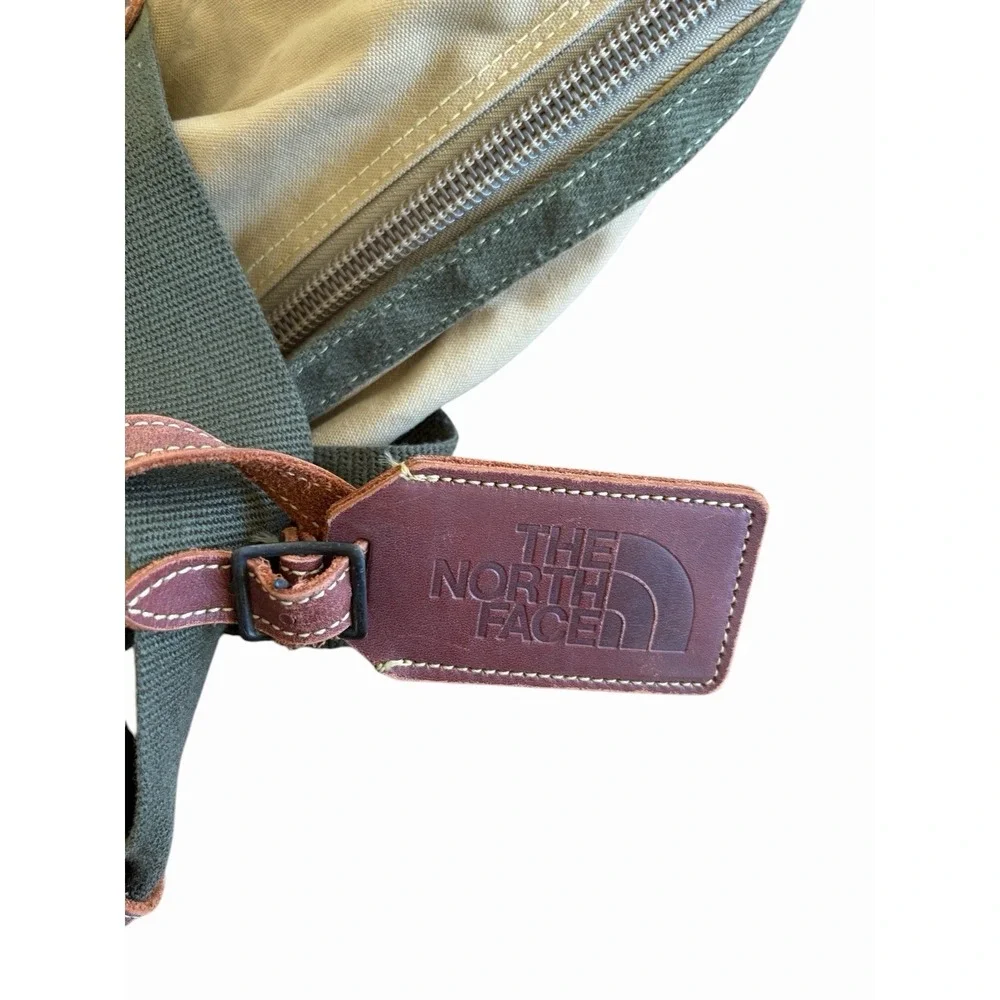 The North Face Leather Canvas Duffle Bag Tan Brown Vintage USA 29x18‎ Vtg